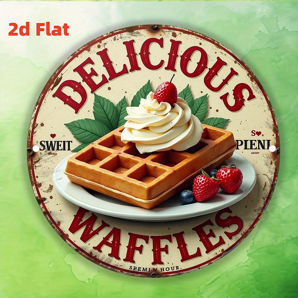 Waffle Iron Belgian - 2D плоская винтажная настенная табличка в