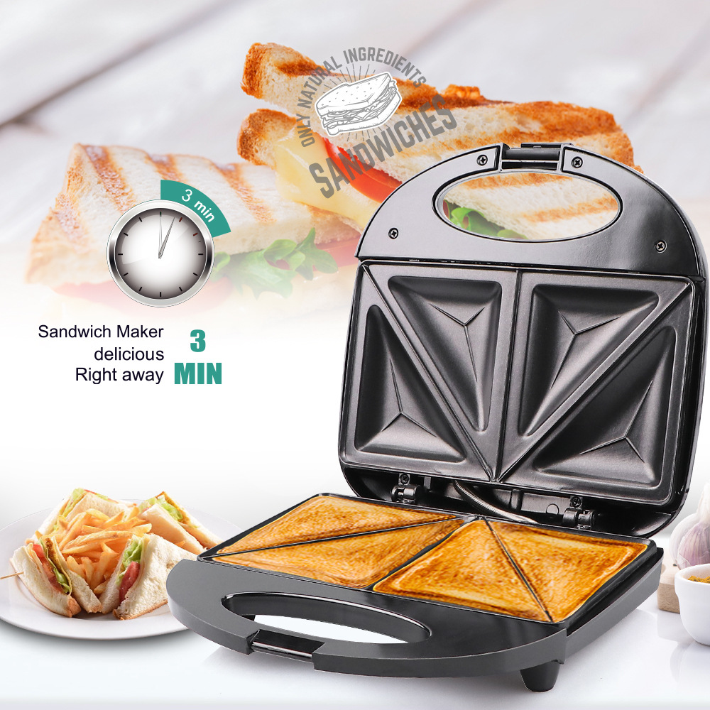 Sandwich Press Grill - Электрическая сэндвичница с антипригарными пластинами, вафельницей,