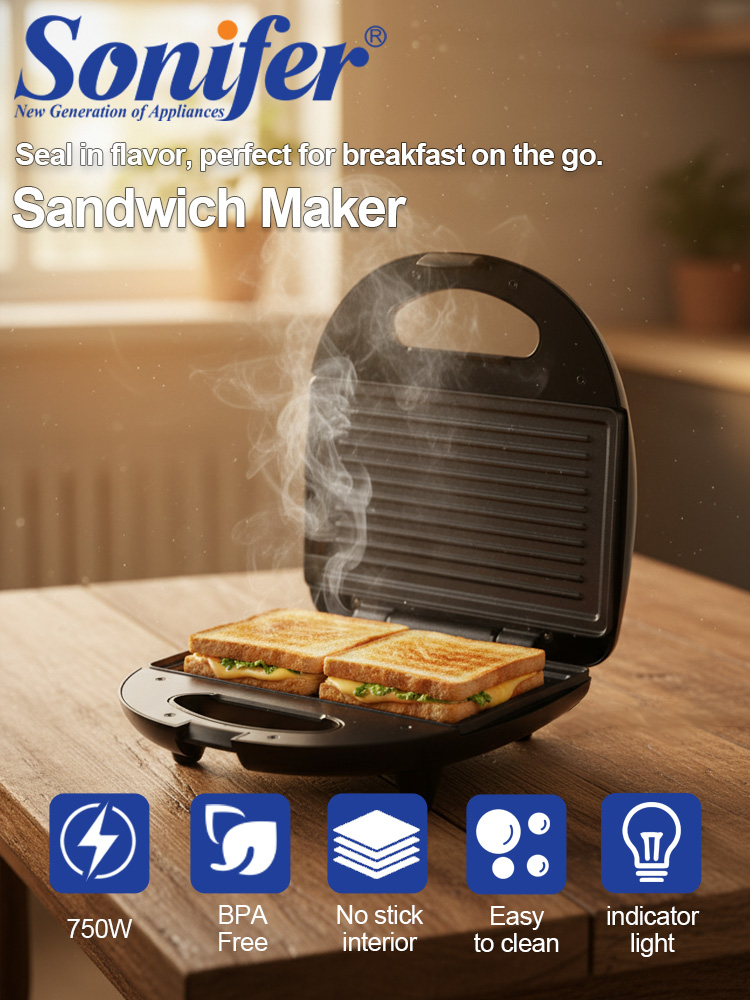 Sandwich Press Grill - Электрический гриль-сэндвичница Sonifer SF-6173 750 Вт