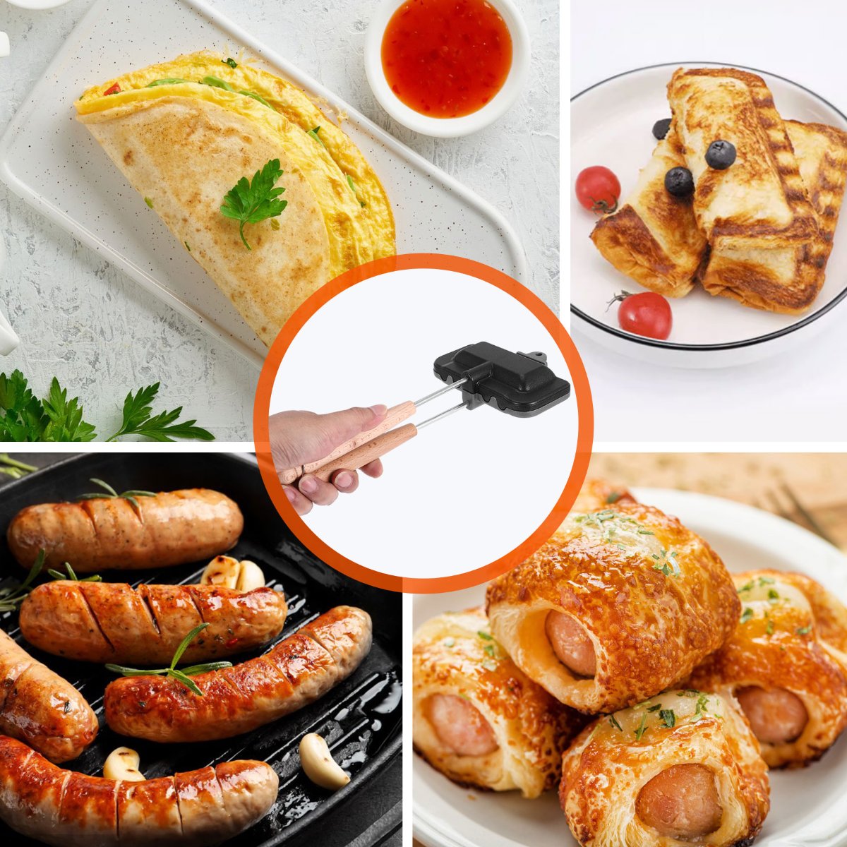 Sandwich Press Grill - ABUD-Двусторонняя сковорода для приготовления сэндвичей, сковорода