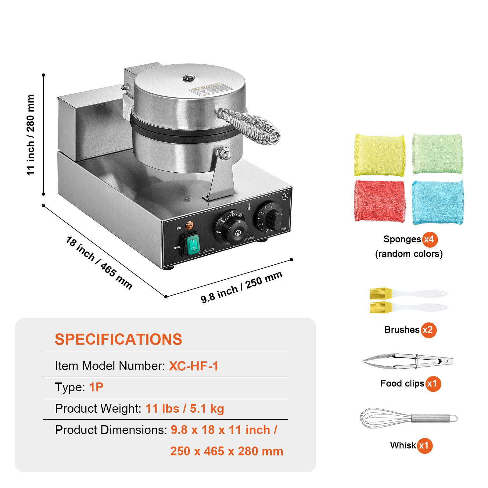 Waffle Iron Belgian - Коммерческая вафельница, 1230 Вт, круглая вафельница,